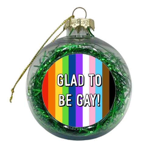 Glad To Be Gay Rainbow Stripes - xmas bauble by Adam Regester