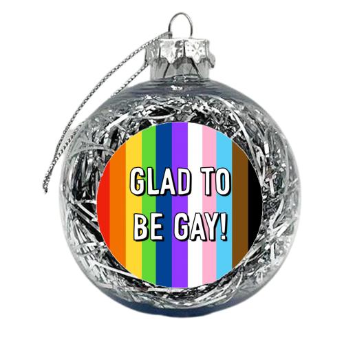 Glad To Be Gay Rainbow Stripes - xmas bauble by Adam Regester