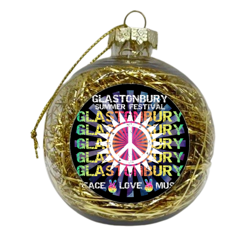 Glastonbury Festival Music Hippie Hippy New Age Bohemian Peace Sign - xmas bauble by InspiredImages