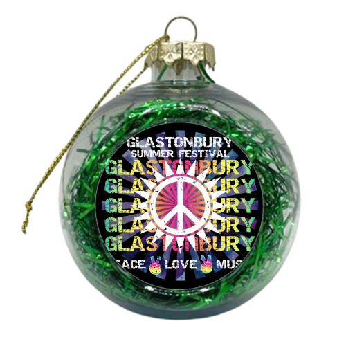 Glastonbury Festival Music Hippie Hippy New Age Bohemian Peace Sign - xmas bauble by InspiredImages