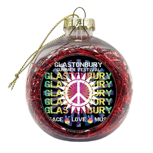 Glastonbury Festival Music Hippie Hippy New Age Bohemian Peace Sign - xmas bauble by InspiredImages