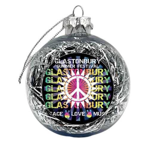 Glastonbury Festival Music Hippie Hippy New Age Bohemian Peace Sign - xmas bauble by InspiredImages