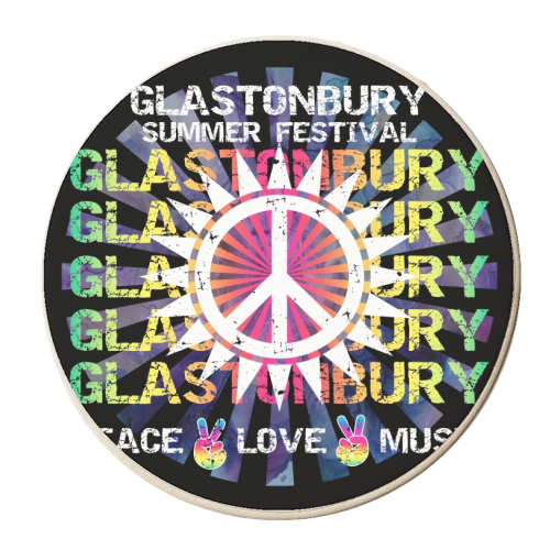 Glastonbury Festival Music Hippie Hippy New Age Bohemian Peace Sign - personalised beer coaster by InspiredImages