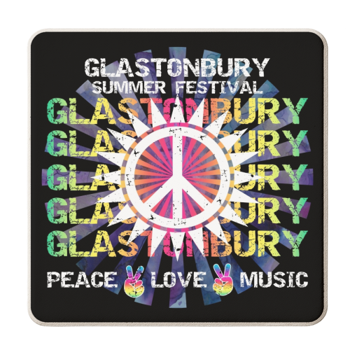 Glastonbury Festival Music Hippie Hippy New Age Bohemian Peace Sign - personalised beer coaster by InspiredImages