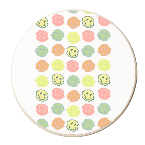 Glitch Smiley - personalised beer coaster by Yaz Raja