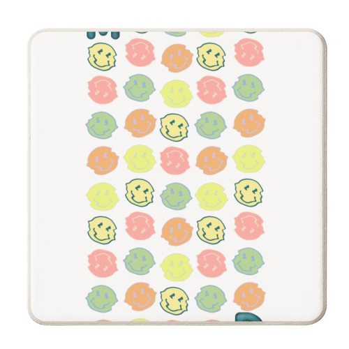 Glitch Smiley - personalised beer coaster by Yaz Raja