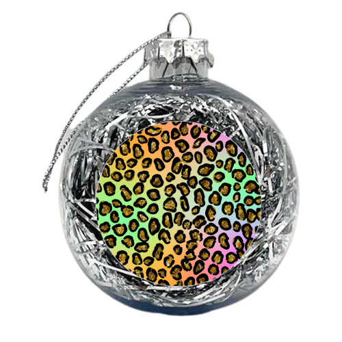 glitter rainbow leopard print - xmas bauble by Anastasios Konstantinidis