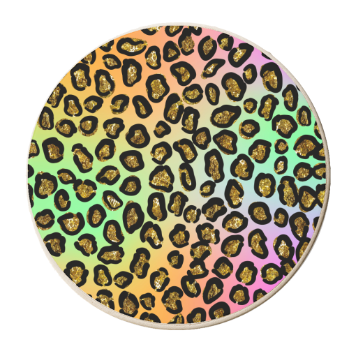 glitter rainbow leopard print - personalised beer coaster by Anastasios Konstantinidis