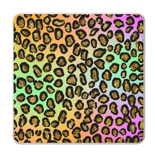 glitter rainbow leopard print - personalised beer coaster by Anastasios Konstantinidis