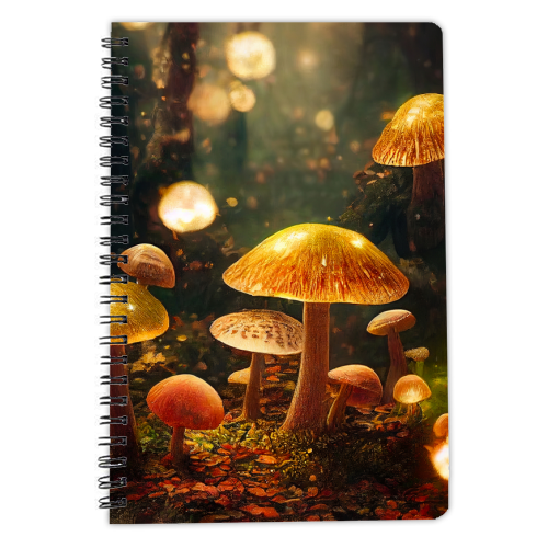 Glowing mushrooms - personalised A4, A5, A6 notebook by haris kavalla