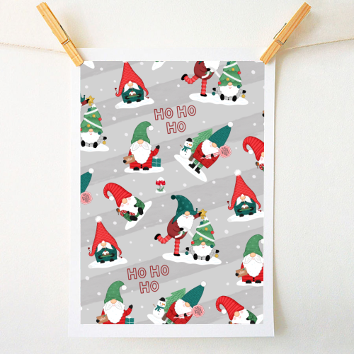 Gnome pattern - A1 - A4 art print by Loren Grosvenor