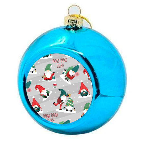 Gnome pattern - colourful christmas bauble by Loren Grosvenor