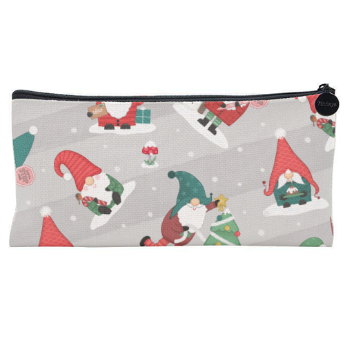 Gnome pattern - flat pencil case by Loren Grosvenor