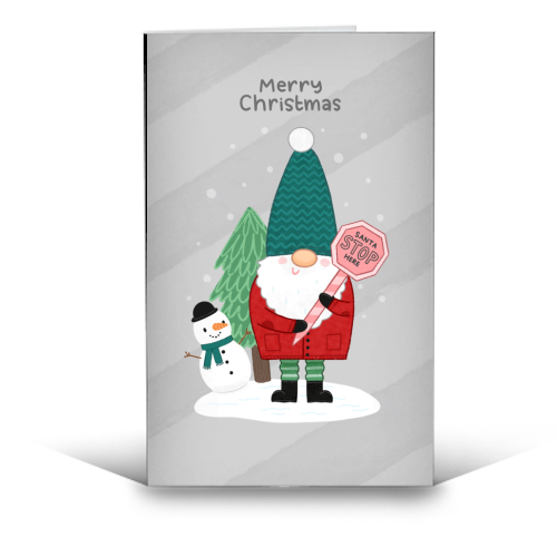 Gnome pattern - funny greeting card by Loren Grosvenor