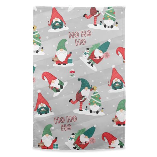 Gnome pattern - funny tea towel by Loren Grosvenor