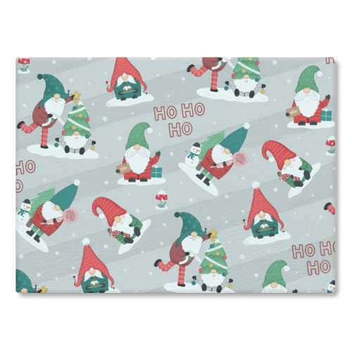 Gnome pattern - glass chopping board by Loren Grosvenor