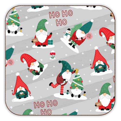 Gnome pattern - personalised beer coaster by Loren Grosvenor