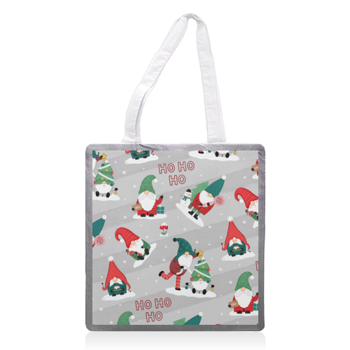 Gnome pattern - printed canvas tote bag by Loren Grosvenor