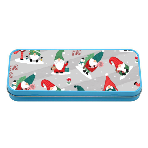 Gnome pattern - tin pencil case by Loren Grosvenor