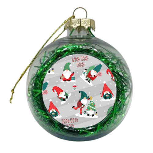 Gnome pattern - xmas bauble by Loren Grosvenor