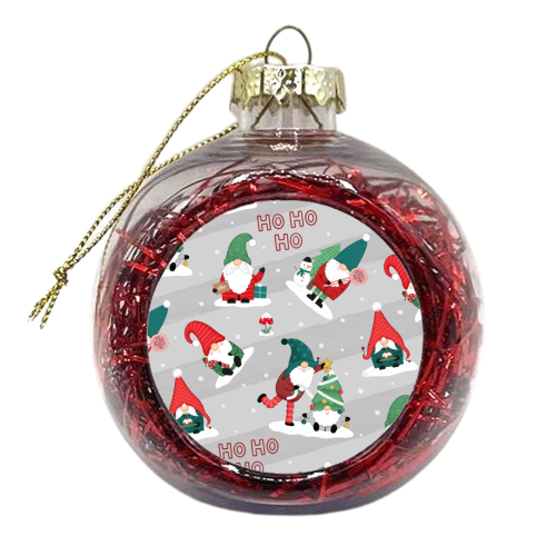 Gnome pattern - xmas bauble by Loren Grosvenor