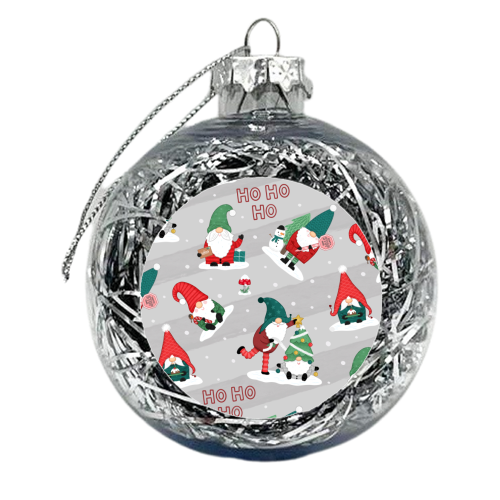 Gnome pattern - xmas bauble by Loren Grosvenor
