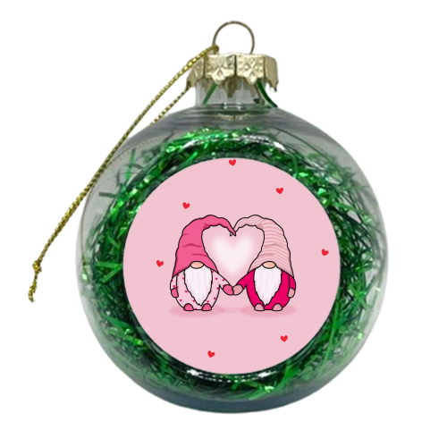 Gnomes in love - xmas bauble by The Girl Next Draw