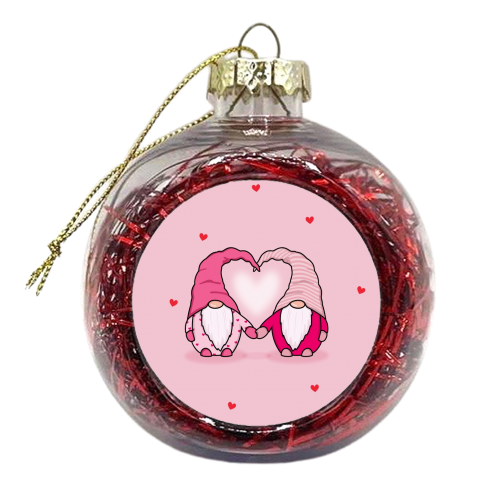 Gnomes in love - xmas bauble by The Girl Next Draw