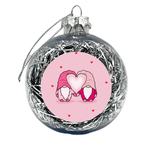 Gnomes in love - xmas bauble by The Girl Next Draw
