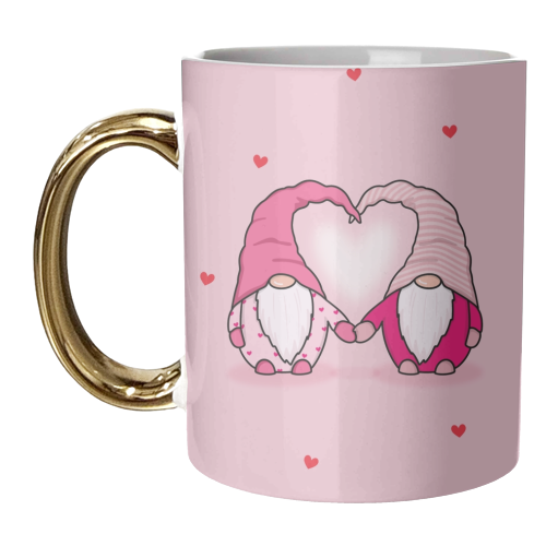 Gnomes in love - unique mug by The Girl Next Draw