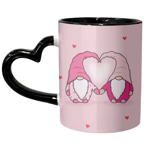 Gnomes in love - unique mug by The Girl Next Draw