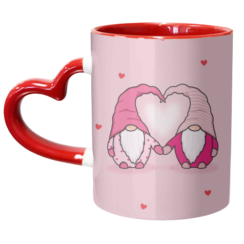 Gnomes in love - unique mug by The Girl Next Draw