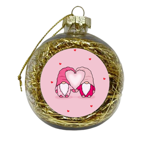 Gnomes in love - xmas bauble by The Girl Next Draw