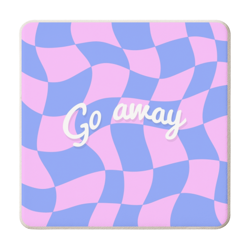 Go away checkerboard - personalised beer coaster by The Girl Next Draw