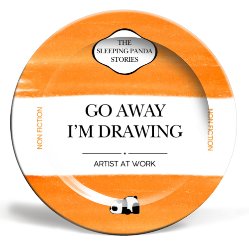 GO AWAY I'M DRAWING - ceramic dinner plate by Ms Doodle