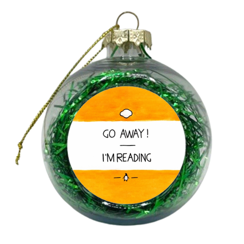 Go Away, I'm Reading - Watercolour Illustration - xmas bauble by A Rose Cast - Karen Murray