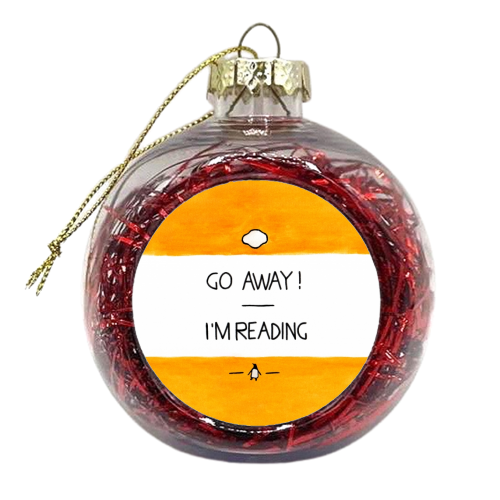 Go Away, I'm Reading - Watercolour Illustration - xmas bauble by A Rose Cast - Karen Murray