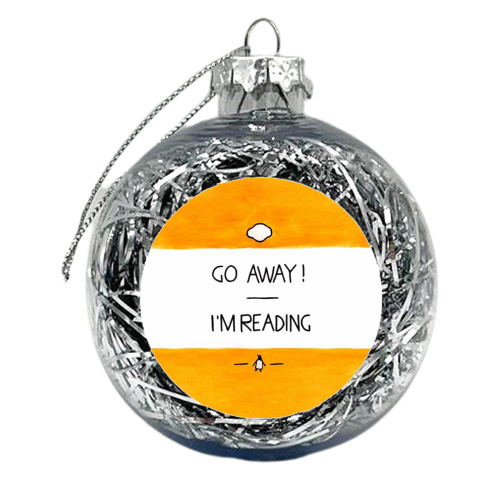Go Away, I'm Reading - Watercolour Illustration - xmas bauble by A Rose Cast - Karen Murray