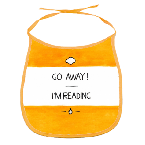 Go Away, I'm Reading - Watercolour Illustration - funny baby bib by A Rose Cast - Karen Murray