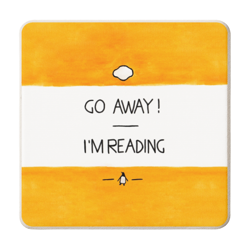 Go Away, I'm Reading - Watercolour Illustration - personalised beer coaster by A Rose Cast - Karen Murray