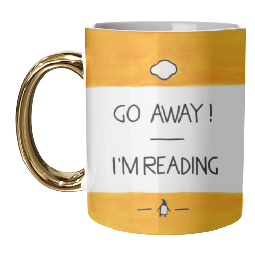 Go Away, I'm Reading - Watercolour Illustration - unique mug by A Rose Cast - Karen Murray