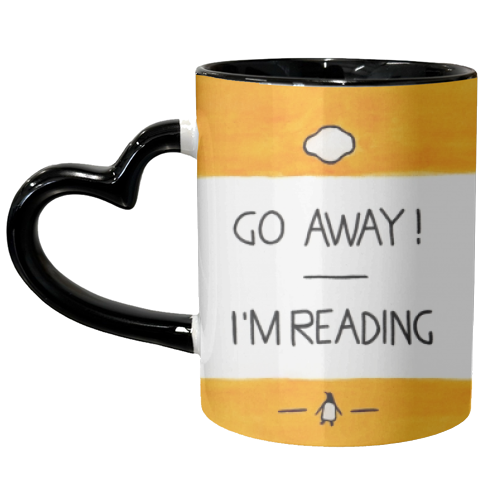 Go Away, I'm Reading - Watercolour Illustration - unique mug by A Rose Cast - Karen Murray