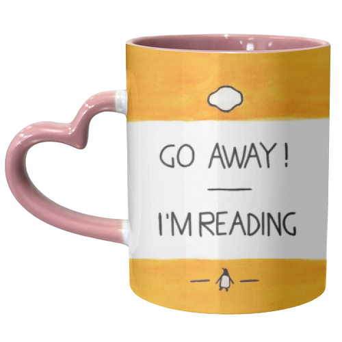 Go Away, I'm Reading - Watercolour Illustration - unique mug by A Rose Cast - Karen Murray