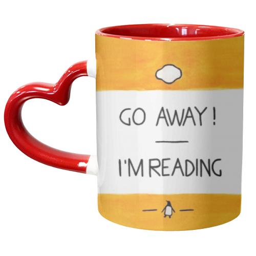 Go Away, I'm Reading - Watercolour Illustration - unique mug by A Rose Cast - Karen Murray