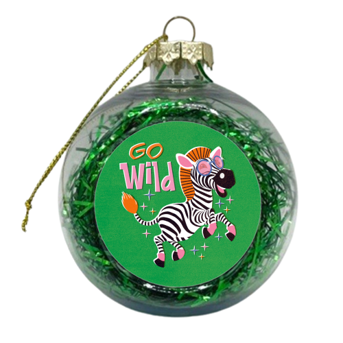 Go Wild Zebra - xmas bauble by Claire Atwood