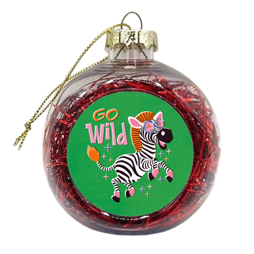Go Wild Zebra - xmas bauble by Claire Atwood