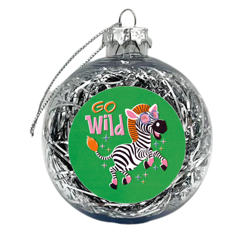 Go Wild Zebra - xmas bauble by Claire Atwood