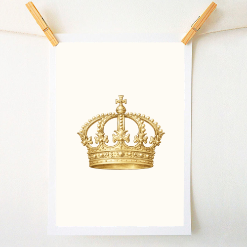 Gold Crown - A1 - A4 art print by Ms Doodle