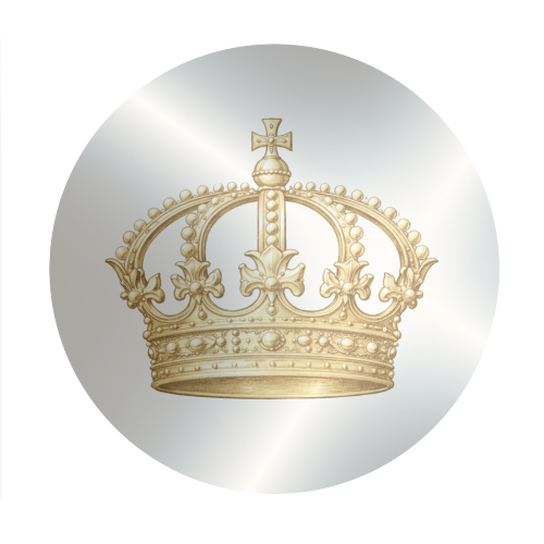 Gold Crown - Circle Sticker by Ms Doodle