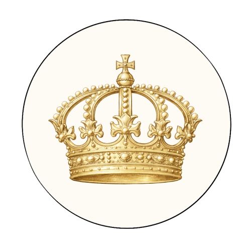 Gold Crown - Circle Sticker by Ms Doodle